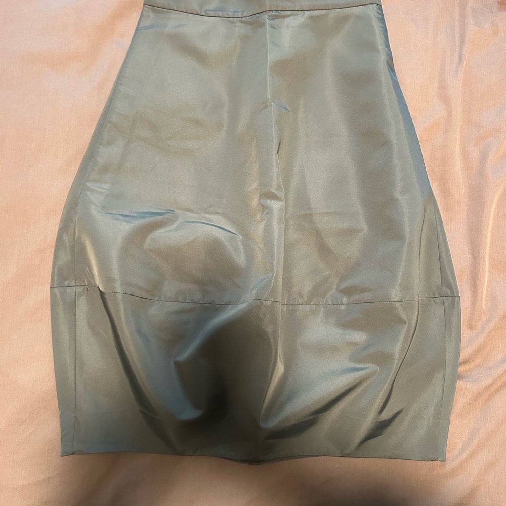 COS Satin Bubble Skirt in Sage